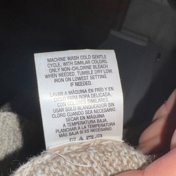 Covington Open Front Ruffle Cardigan Sweater Oatmeal Tan Beige Knit XL Preowned - Picture 14 of 14